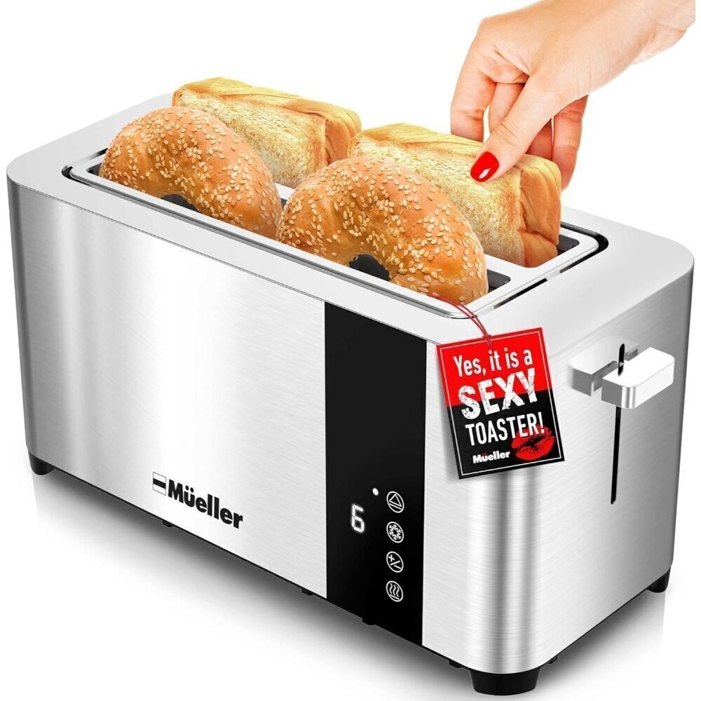 Mueller UltraToast Full Stainless Steel Toaster 4 Slice, Long Extra-Wide Slots
